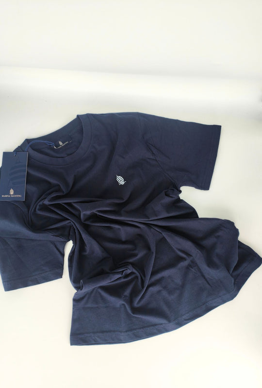 T- Shirt Uomo MARINA YACHTING 100% cotone logo piccolo ricamato lato cuore- BLU NAVY