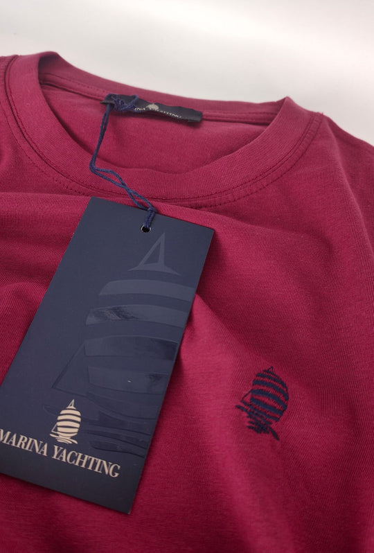 T- Shirt Uomo MARINA YACHTING 100% cotone logo piccolo ricamato lato cuore- BORDEAUX