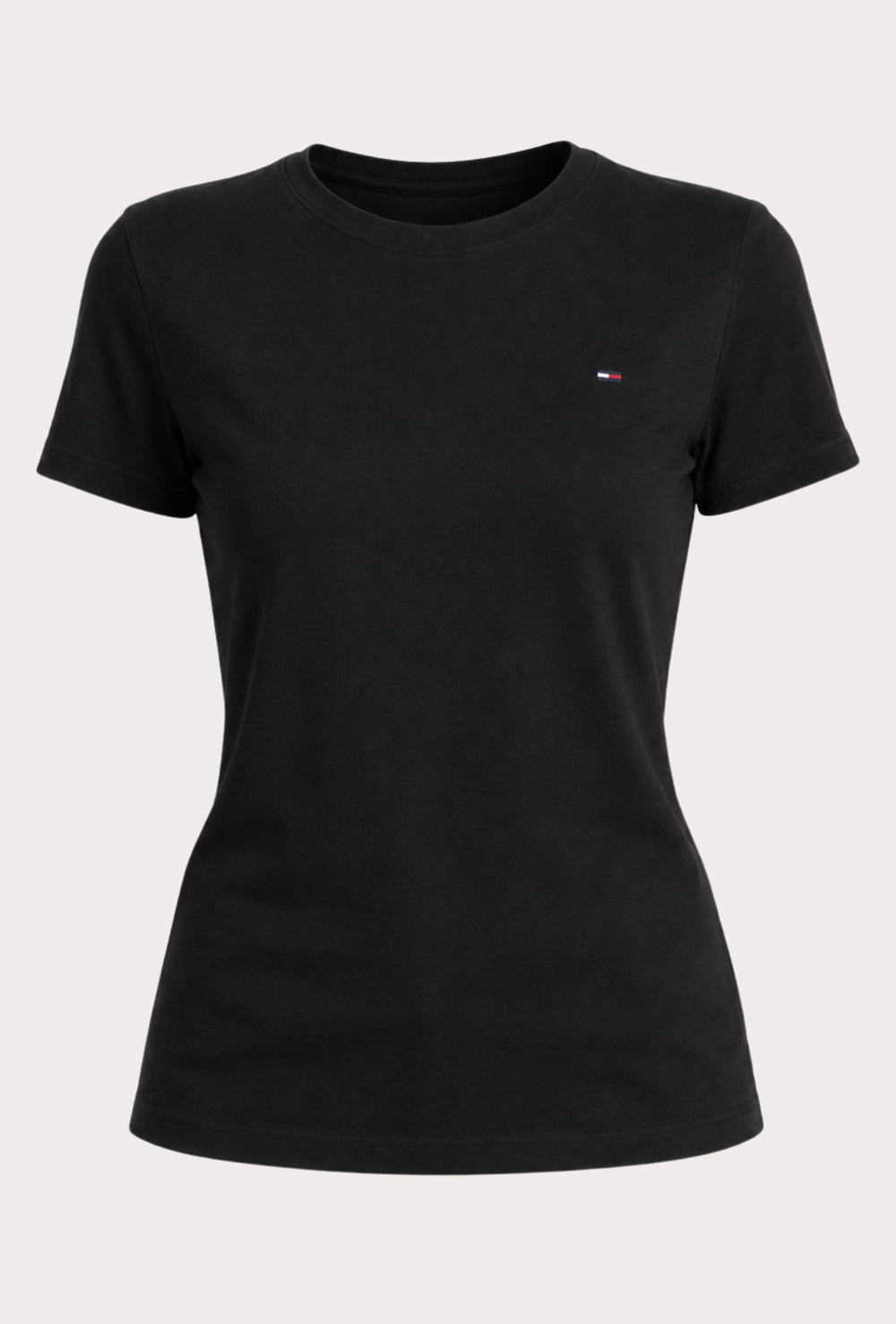 T-shirt donna Slim Fit Tommy Jeans con Logo Ricamato- NERO