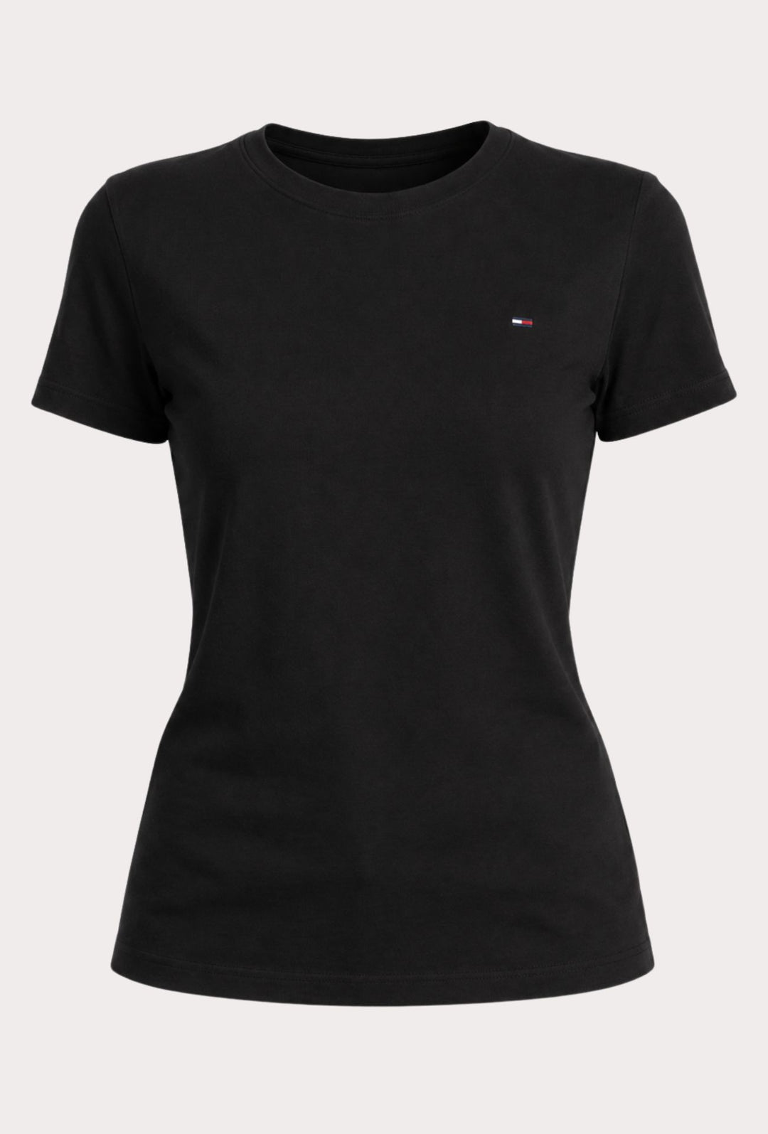 T-shirt donna Slim Fit Tommy Jeans con Logo Ricamato- NERO