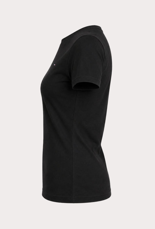 T-shirt donna Slim Fit Tommy Jeans con Logo Ricamato- NERO