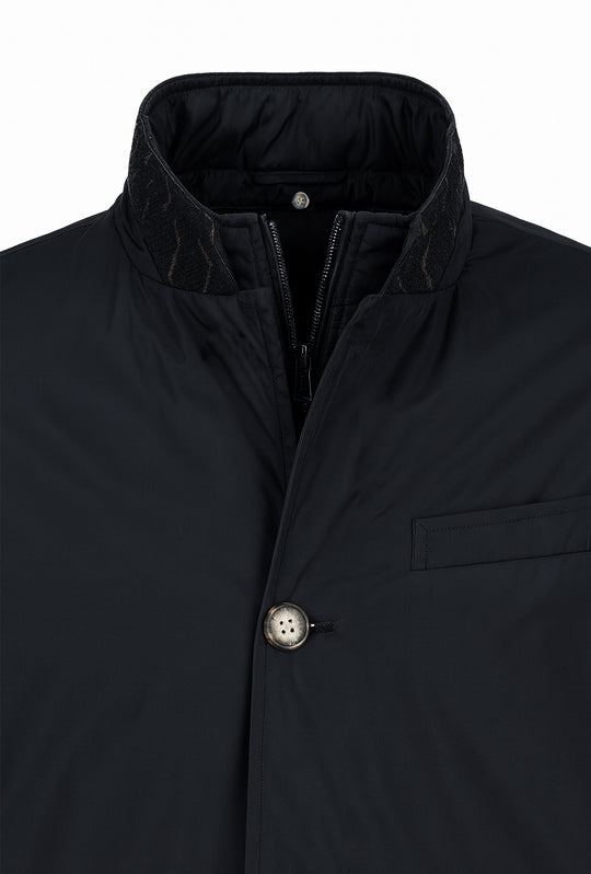 Trench uomo con pettorina smontabile fodera in cotone - NERO