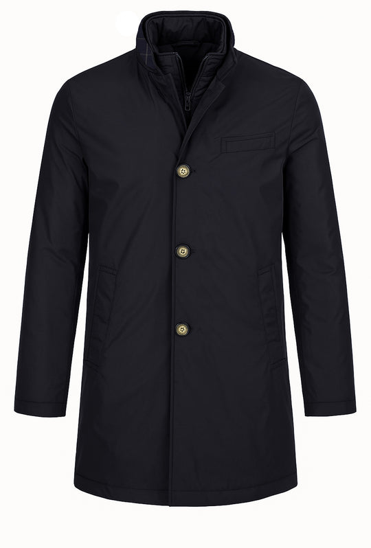 Trench uomo con pettorina smontabile fodera in cotone - NERO