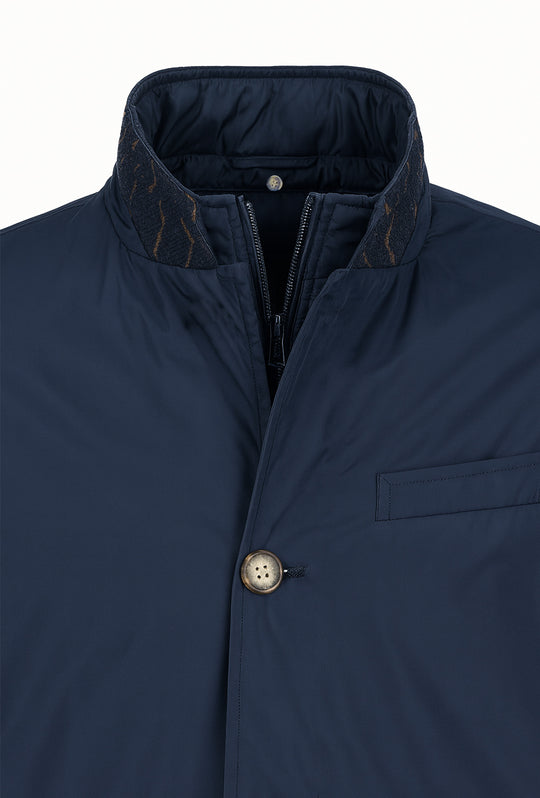 Trench uomo con pettorina smontabile fodera in cotone - BLU