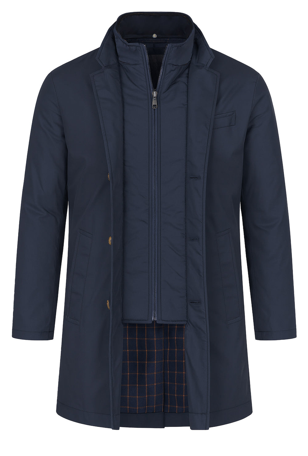 Trench uomo con pettorina smontabile fodera in cotone - BLU