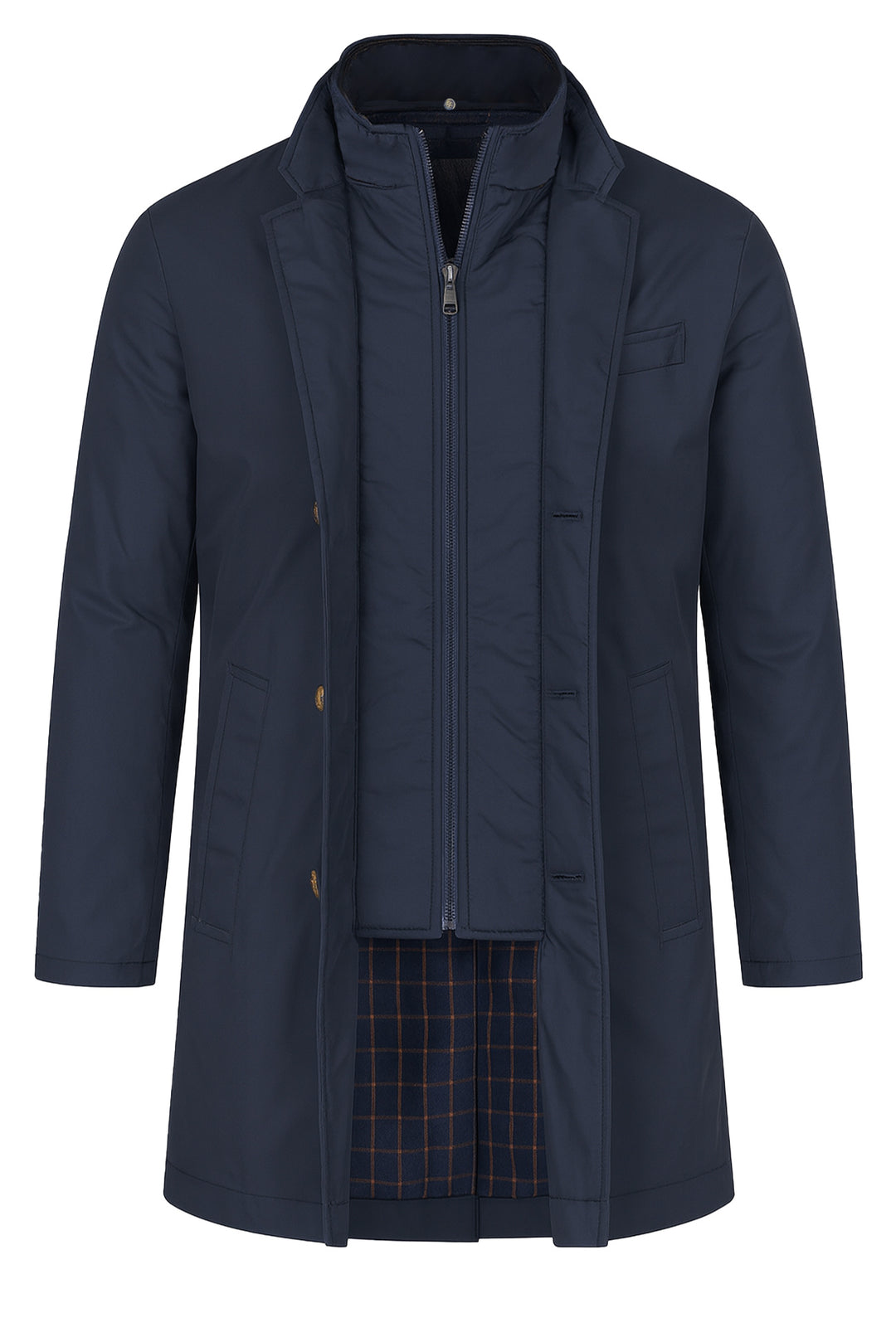 Trench uomo con pettorina smontabile fodera in cotone - BLU