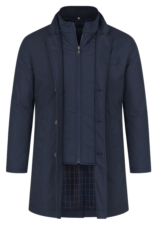 Trench uomo con pettorina smontabile fodera in cotone - BLU