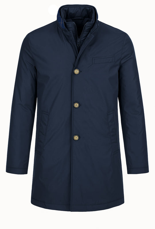 Trench uomo con pettorina smontabile fodera in cotone - BLU