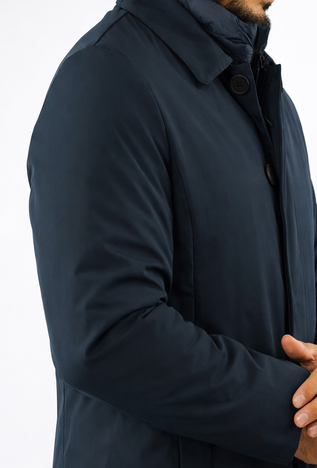 Trench uomo Dresserd invernale tessuto tecnico con pettorina smontabile - BLU