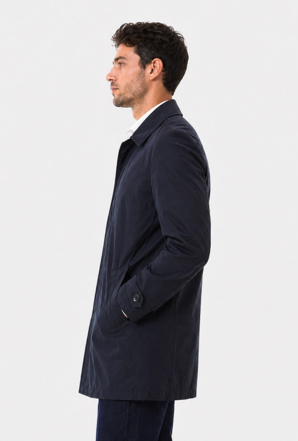 Trench Uomo Leggero Giubbotto Dresserd Tessuto Tecnico Semi Slim Fit - BLU