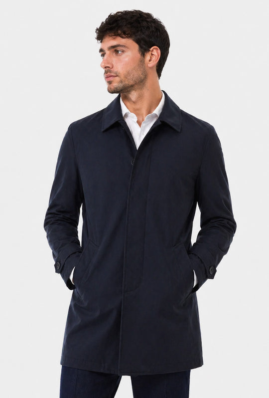 Trench Uomo Leggero Giubbotto Dresserd Tessuto Tecnico Semi Slim Fit - BLU