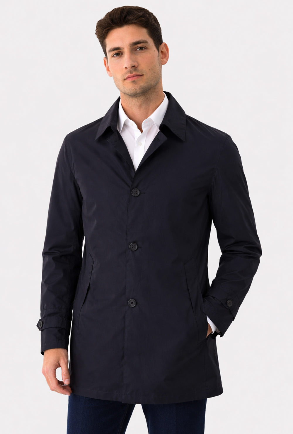 Trench uomo impermeabile antivento soft shell leggerissimo - BLU
