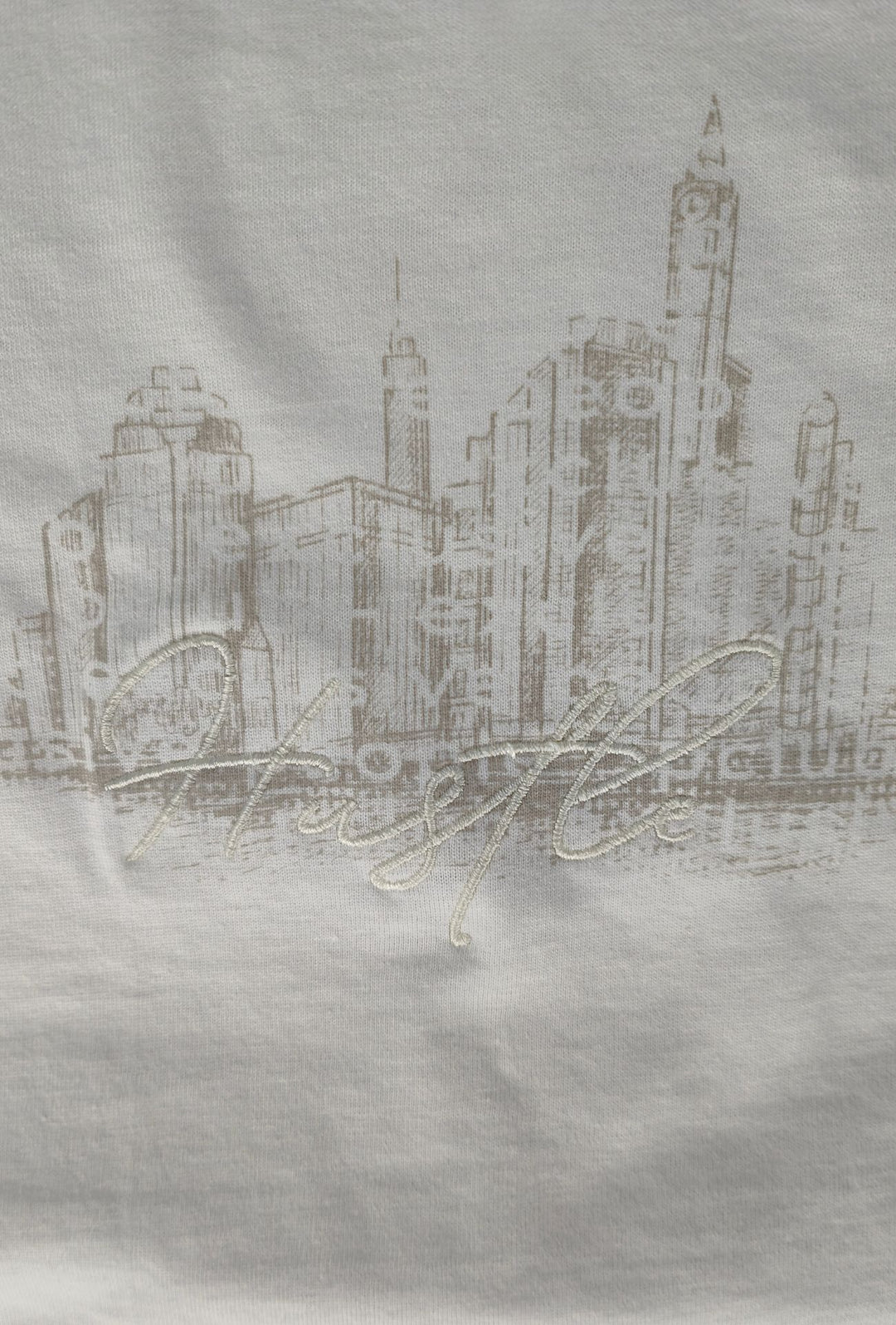 T-Shirt Uomo P-CLUB  100% Cotone con Stampa Skyline e Ricamo  Regular Fit- BIANCO