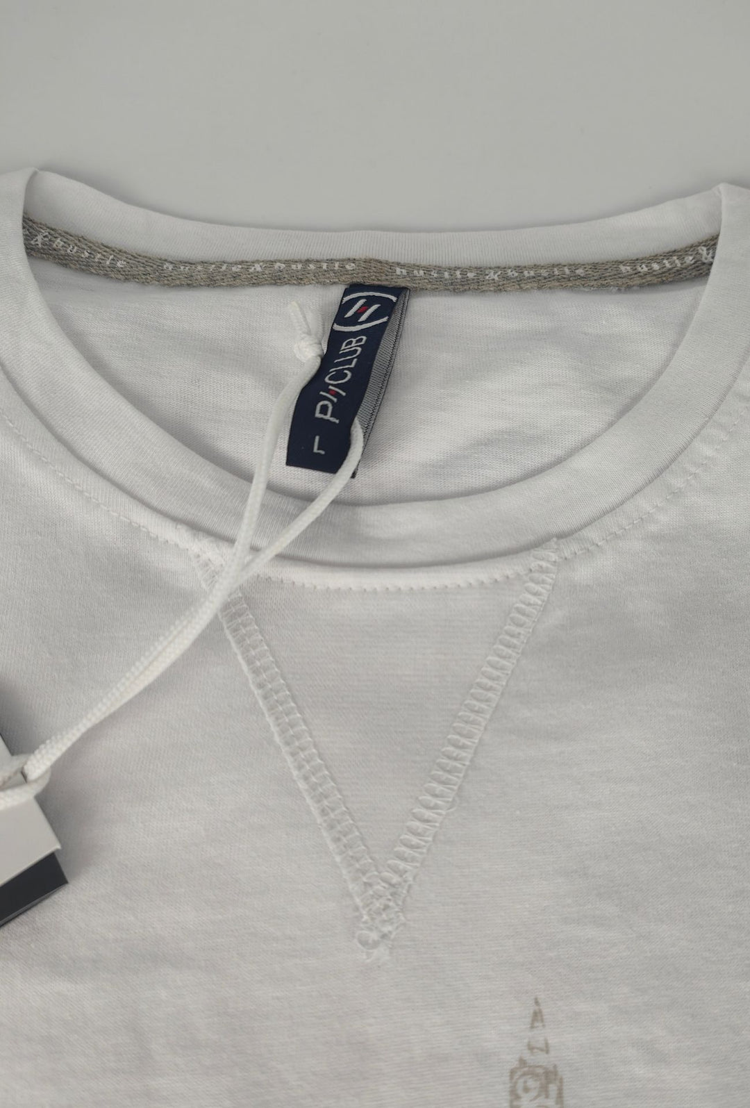 T-Shirt Uomo P-CLUB  100% Cotone con Stampa Skyline e Ricamo  Regular Fit- BIANCO