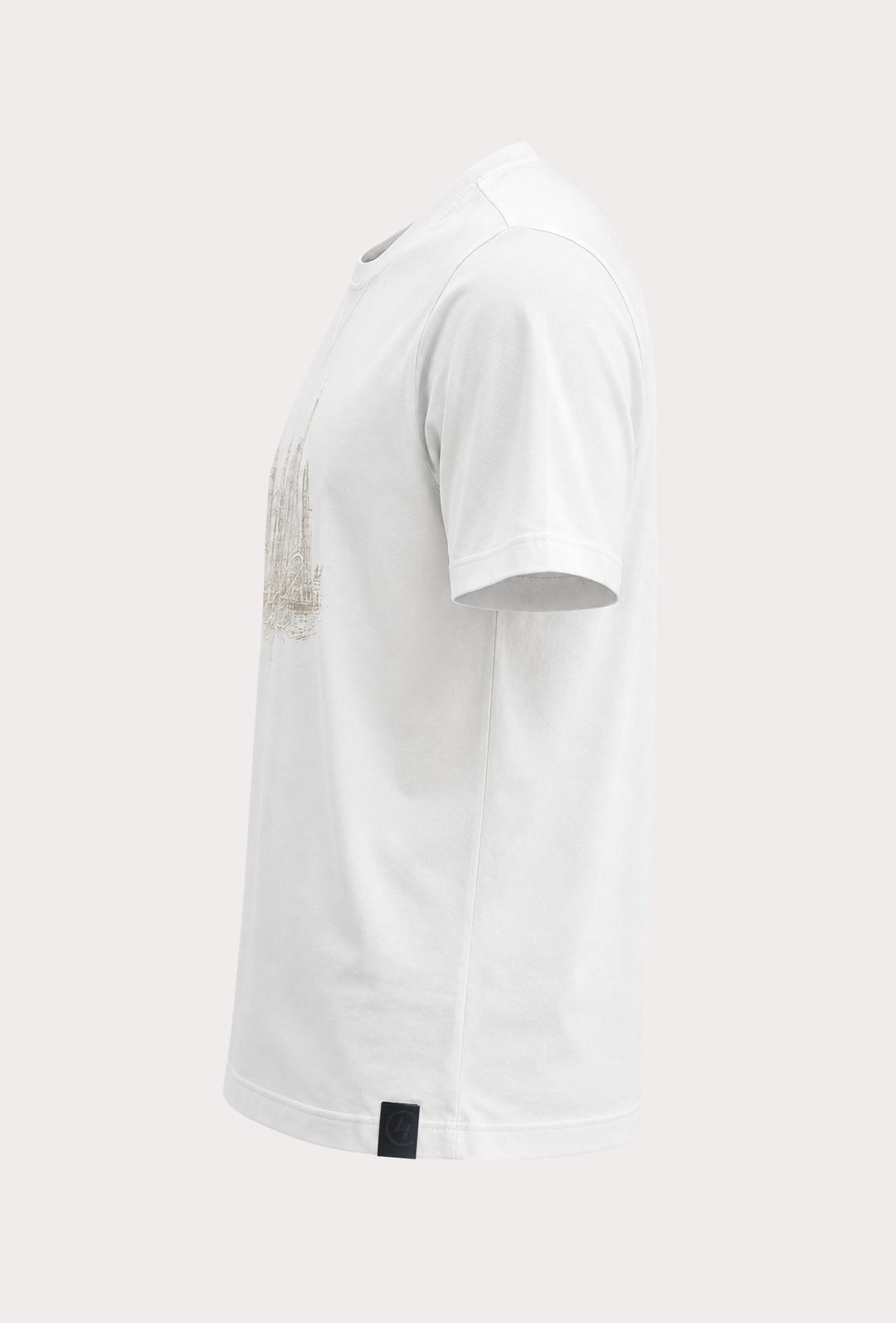 T-Shirt Uomo P-CLUB  100% Cotone con Stampa Skyline e Ricamo  Regular Fit- BIANCO