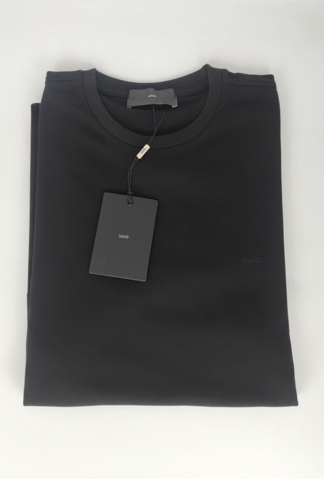 T-Shirt Uomo girocollo LIU.JO in cotone  con logo minimal Lato cuore- NERO