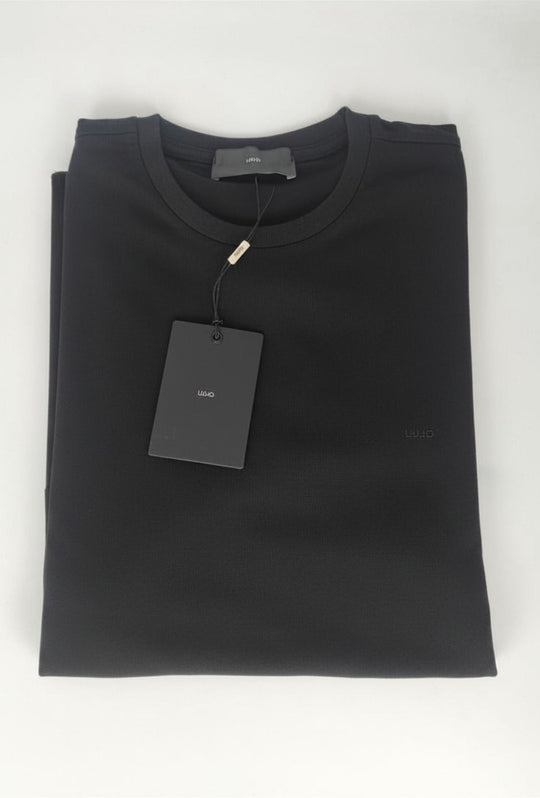 T-Shirt Uomo girocollo LIU.JO in cotone  con logo minimal Lato cuore- NERO