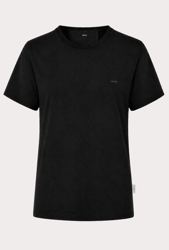 T-Shirt Uomo girocollo LIU.JO in cotone  con logo minimal Lato cuore- NERO