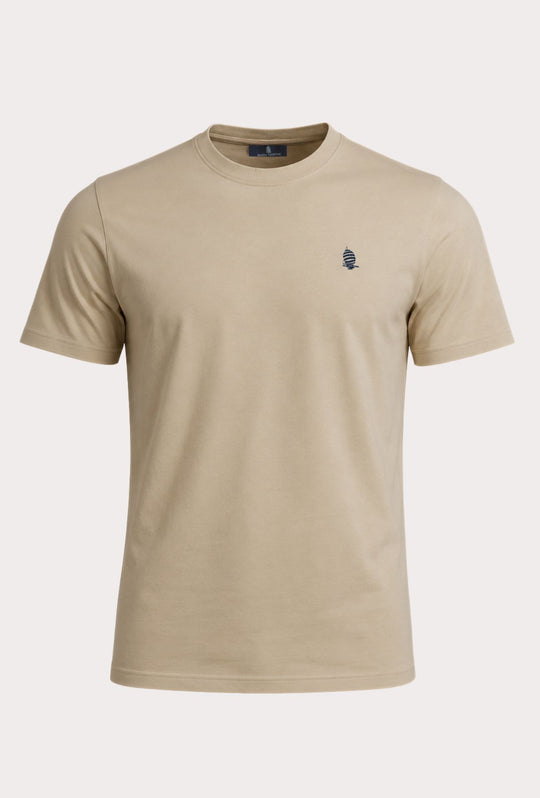 T- Shirt Uomo MARINA YACHTING 100% cotone logo piccolo ricamato lato cuore- BEIGE