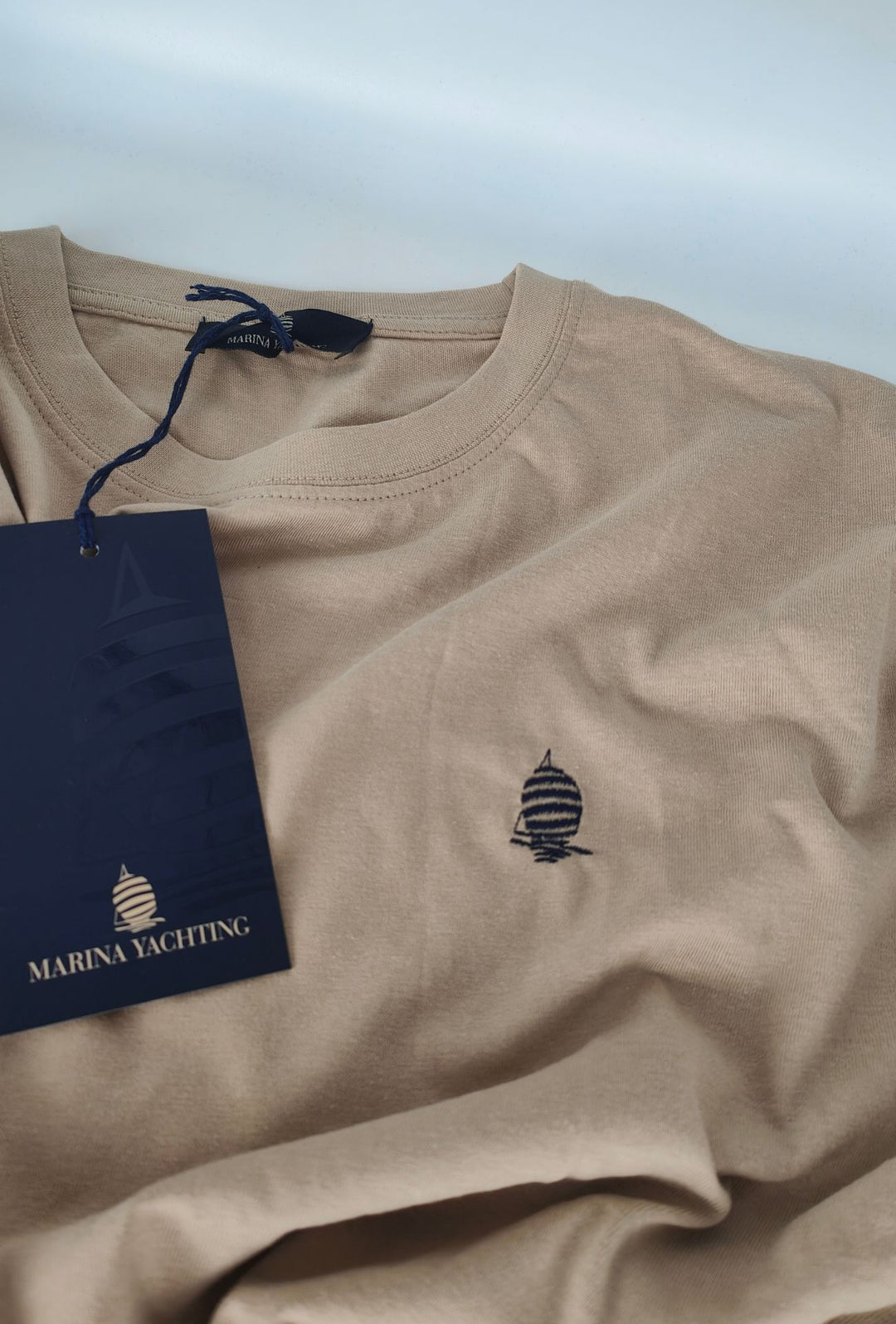T- Shirt Uomo MARINA YACHTING 100% cotone logo piccolo ricamato lato cuore- BEIGE