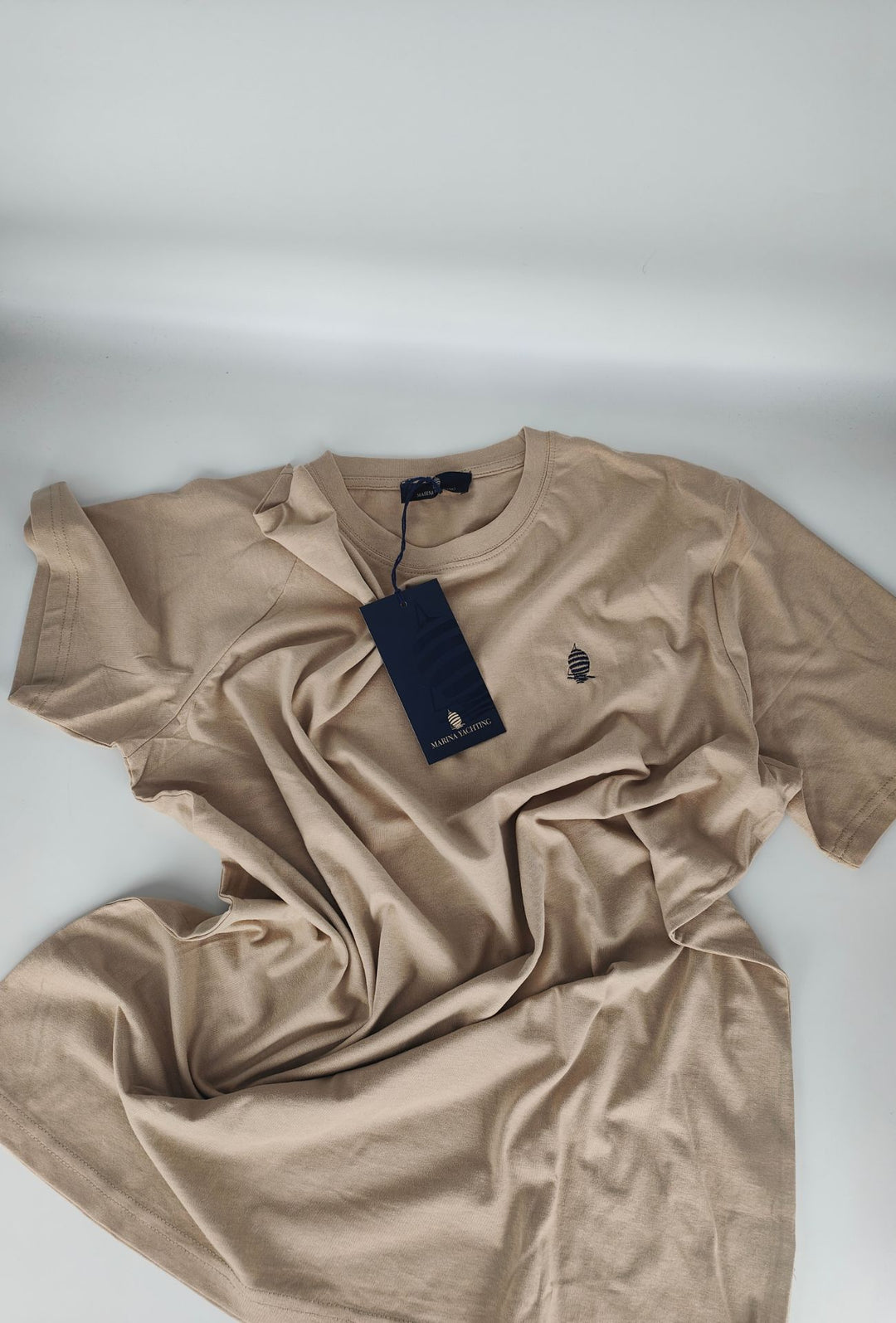 T- Shirt Uomo MARINA YACHTING 100% cotone logo piccolo ricamato lato cuore- BEIGE