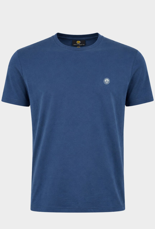 T-shirt Uomo Girocollo con Logo Stampato lato cuore NAVY SAIL in cotone-DENIM