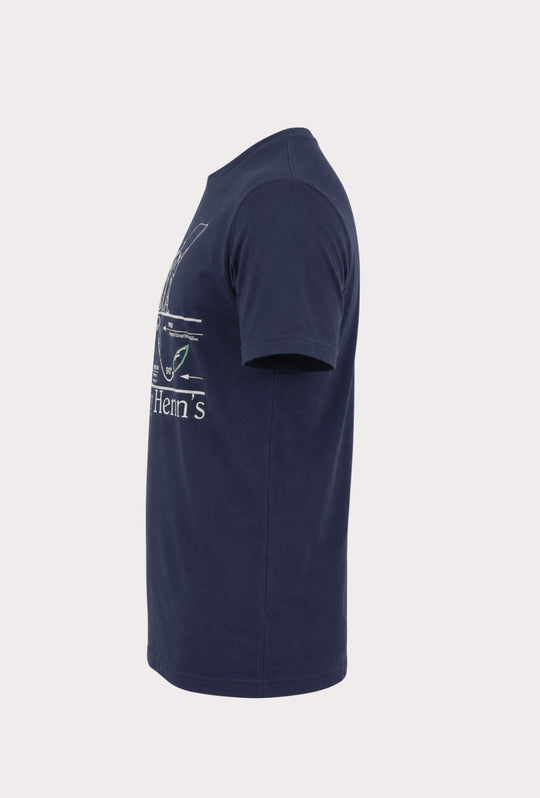 T- Shirt Uomo girocollo HENRY COTTON'S 100% cotone logo centrale stampato-BLU