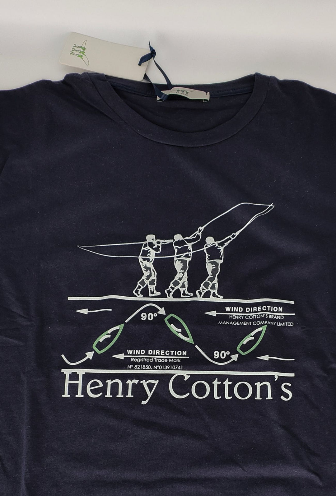 T- Shirt Uomo girocollo HENRY COTTON'S 100% cotone logo centrale stampato-BLU