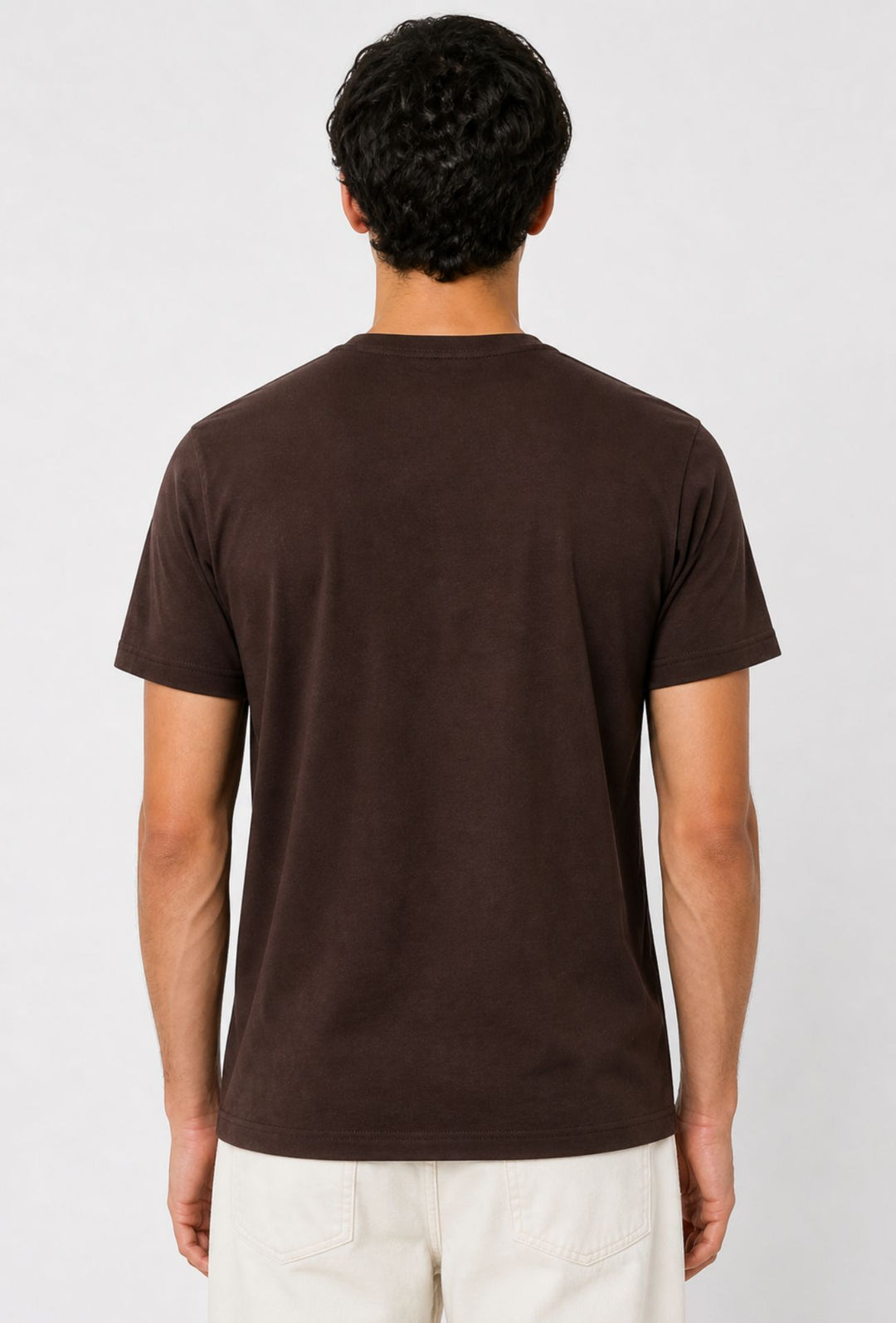 T-Shirt Uomo tinta unita ricamo lato cuore - TESTA DI MORO