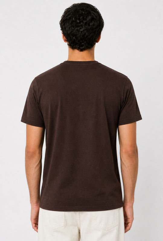 T-Shirt Uomo tinta unita ricamo lato cuore - TESTA DI MORO