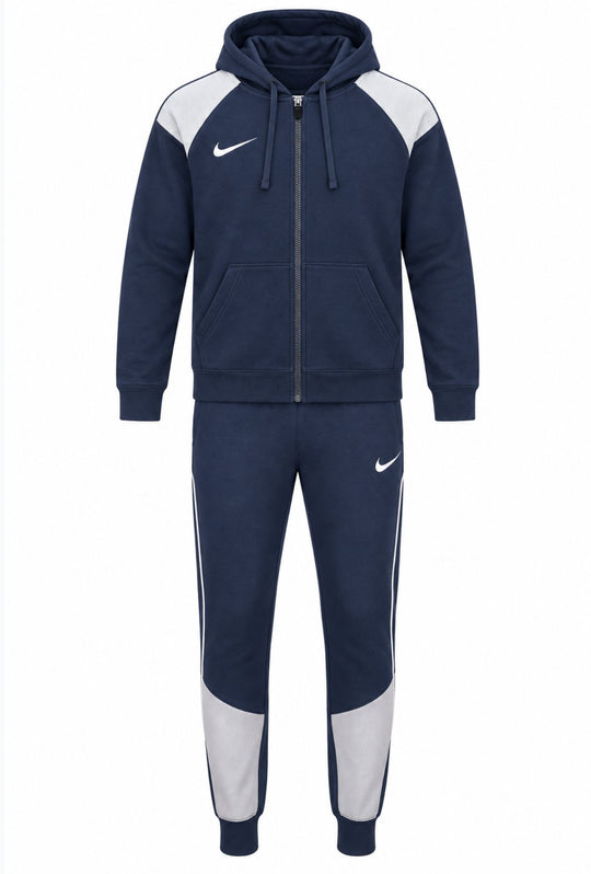 Tuta Nike Uomo Completa Felpata con Cappuccio  Full Zip- BLU