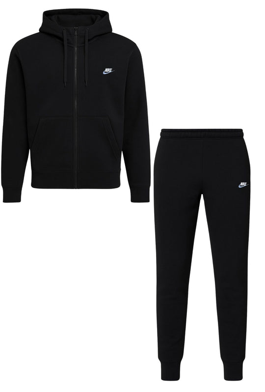 Tuta Uomo NIKE con felpa full zip e pantalone con polsino - NERO