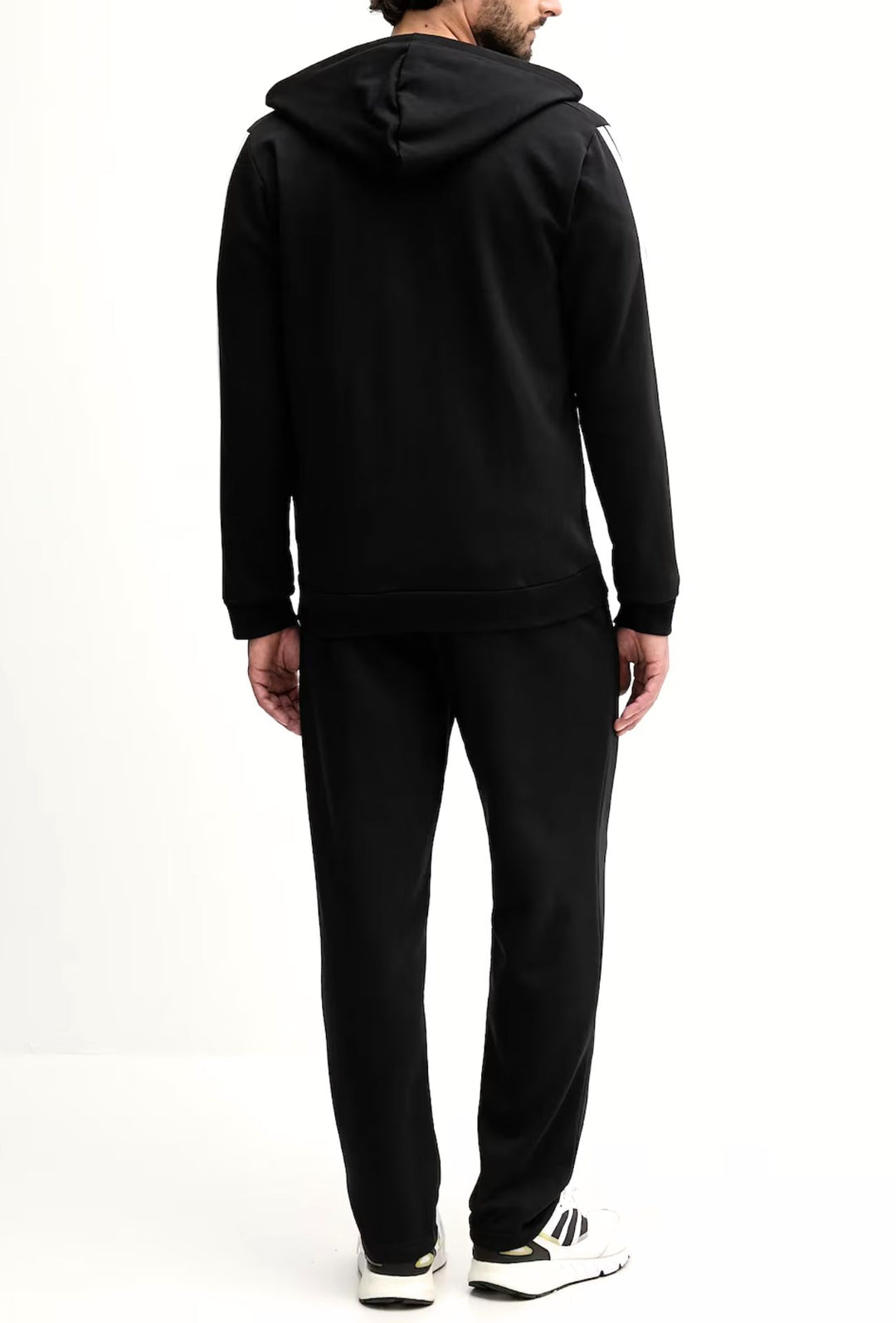 Tuta Uomo Adidas con zip e cappuccio pantalone regular - NERO