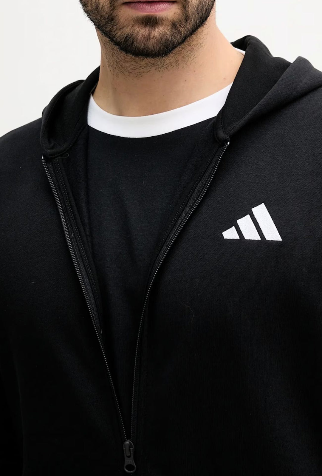 Tuta Uomo Adidas con zip e cappuccio pantalone regular - NERO