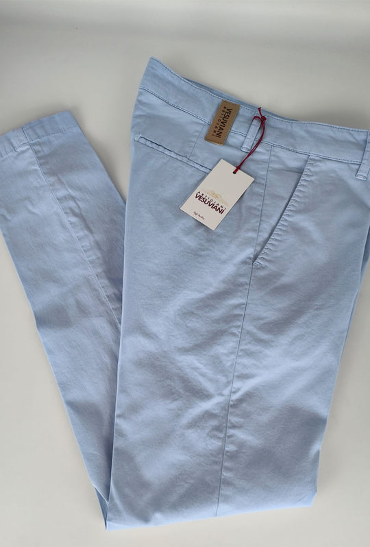 Pantalone Uomo Cotone Leggero Made in Italy Slim Fit Gamba stretta Dresserd -  AZZURRO POLVERE