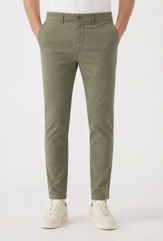 Pantalone Uomo Cotone Leggero Made in Italy Slim Fit Gamba stretta Dresserd -  VERDE