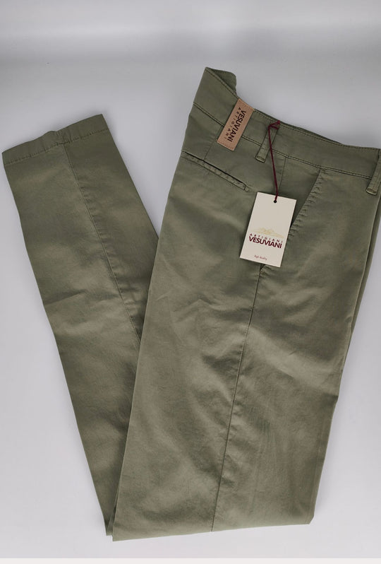Pantalone Uomo Cotone Leggero Made in Italy Slim Fit Gamba stretta Dresserd -  VERDE