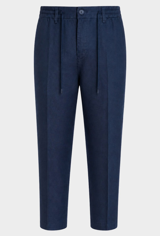 Pantalone 100% Lino Uomo confort fit con elastico - BLU